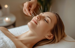 美容鍼を打つ女性 (1)